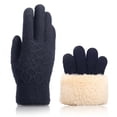 thumbnail image 4 of Bmisegm Mens Winter Warm Gloves Woolen Knitted Touchscreen Winter Thickened Outdoor Cold Proof Warm Mittens Navy, 4 of 5