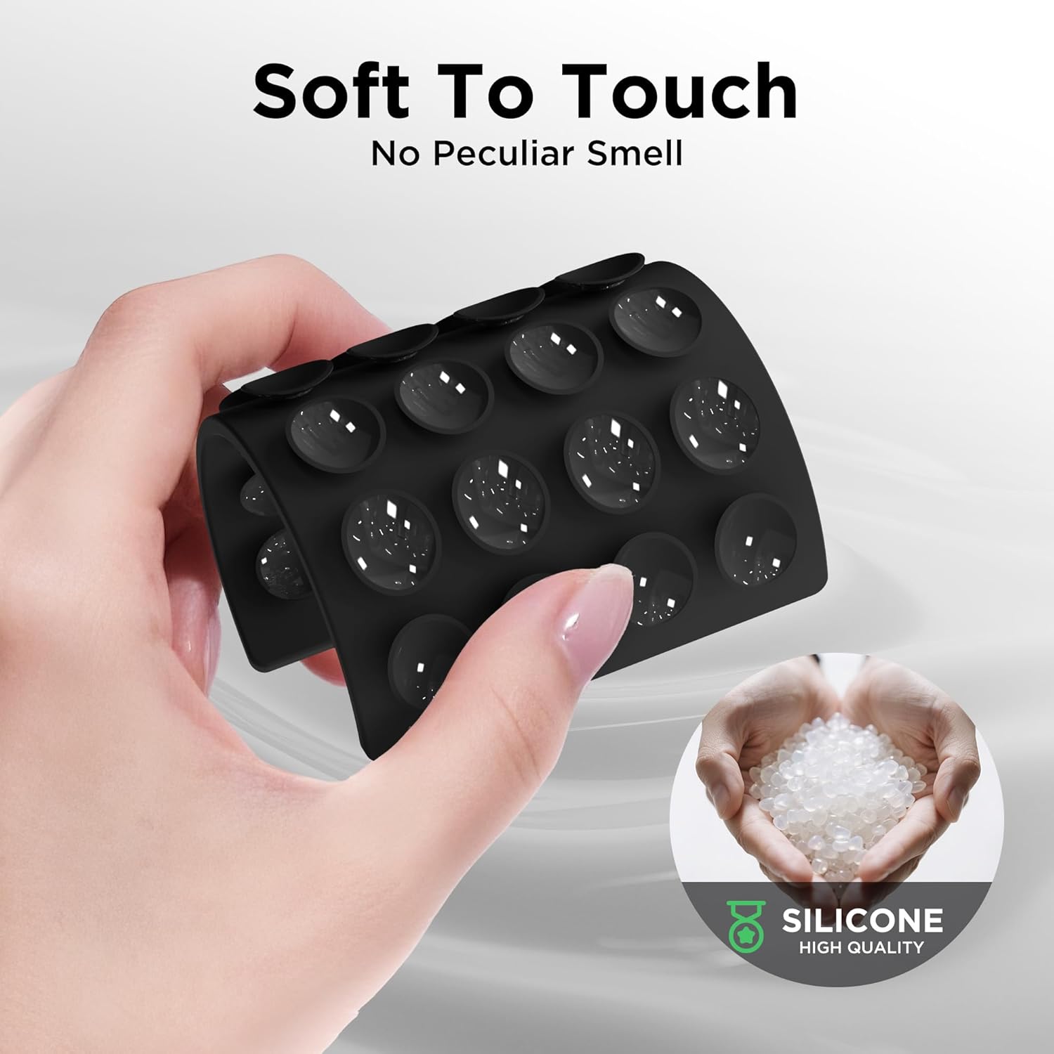 MKEUDQ-2 Pack Silicone Suction Cup Phone Case Mount Double-Sided, Hands-Free Strong Grip Holder for iPhone and Android, Sticky Phone Stand for Selfies and Videos, Black+Transparent