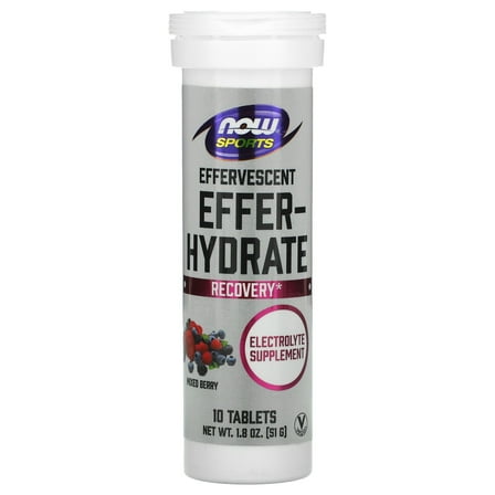 NOW Foods - NOW Sports Effer-Hydrate Effervescent Electrolyte Supplement Mixed Berry - 10 Tablets