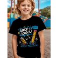 thumbnail image 1 of Boys' Back to School Cartoon Graphic T-Shirt - Lightweight Knit Fabric, Fun School-Themed Design with Pencil & Ruler Illustrations, Perfect for Casual Summer Outings, Parties, and Gifts, 1 of 7