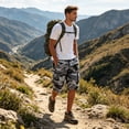 thumbnail image 7 of TQWQT Mens Camo Cargo Shorts Elastic Waist Drawstring 3/4 Capri Shorts Loose Fit Below Knee Lightweight Casual Summer Outdoor Hiking Shorts with Pockets Gray XL, 7 of 7