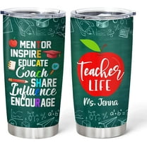 Personalized Best Teacher Tumbler With Lid 20oz Custom Name Double Wall Vacuum Insulated Tumblers Travel Mug Birthday Christmas Appreciation Gifts For Teachers End Of Year