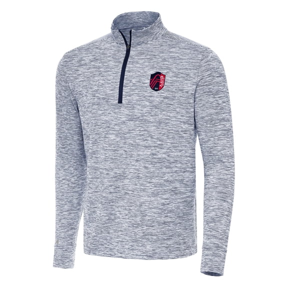 Men's Antigua Heather Navy/White St. Louis City SC Cause Quarter-Zip Top