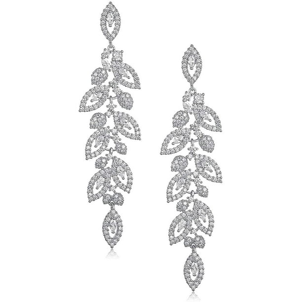 Pendientes de candelabro de novia para boda, pendientes de gota de diamantes de imitación de cristal para mujer Vhermosa WMZL-976-2