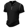 thumbnail image 3 of Mens Henley Shirts Classic Button Cotton Short Sleeve T-Shirt Summer Casual V Neck TeeBasic Solid Lightweight Tees Tops, 3 of 6