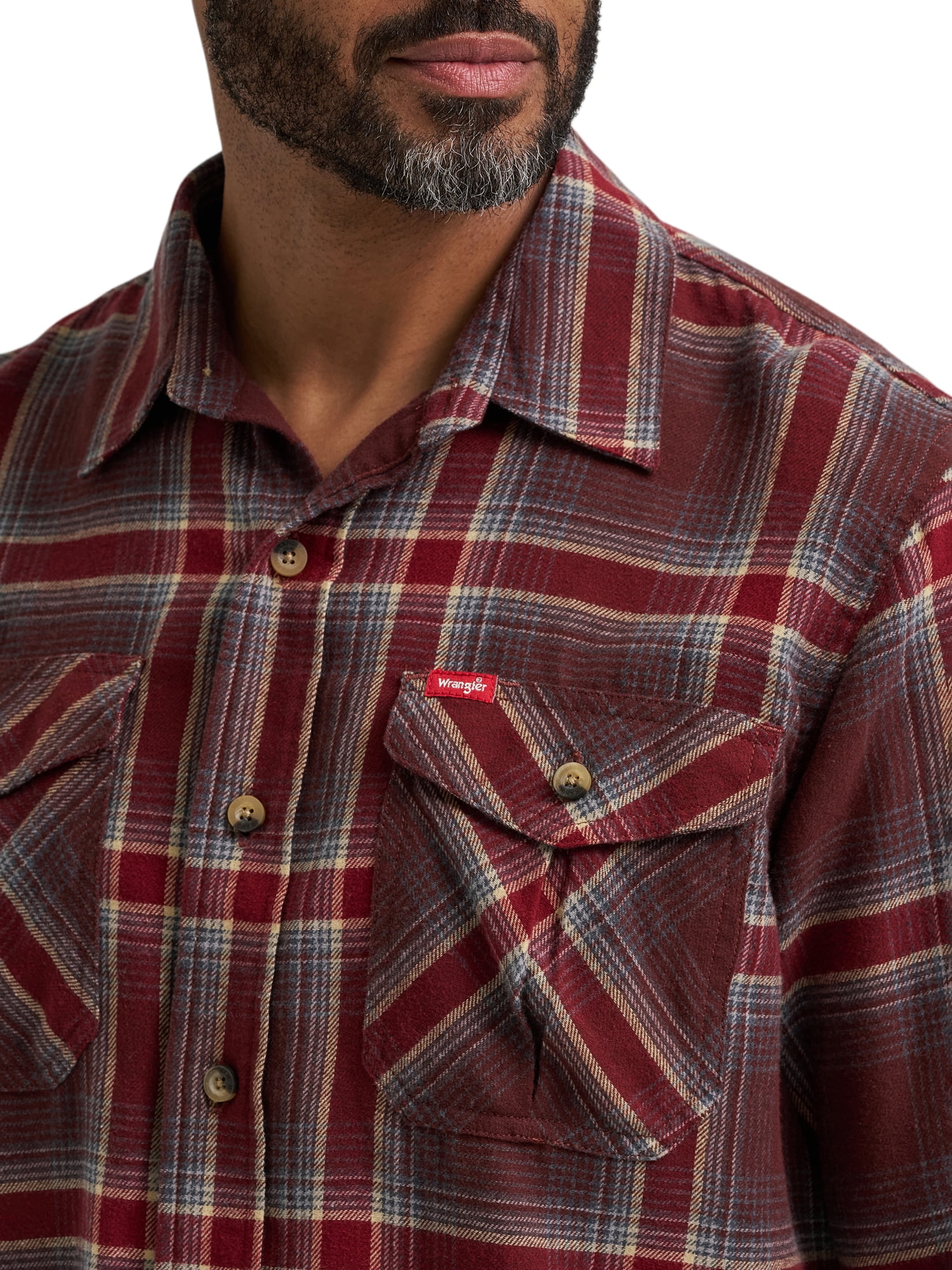 Wrangler® Men's and Big Men's Relaxed Fit Brushed Flannel Shirt with Long Sleeves, Sizes S-5XL