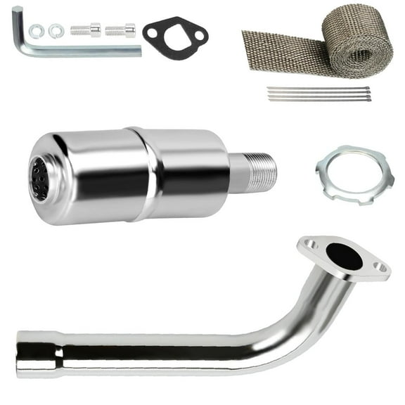Mini Bike Exhaust Pipe Muffler Suitable for Predator 212 224cc 196cc Coleman CT200U BT200X CT200U-EX 6.5hp Baja Warrior Massimo MB200 GX160 Engine Go Kart Parts with Heat Shield Tape
