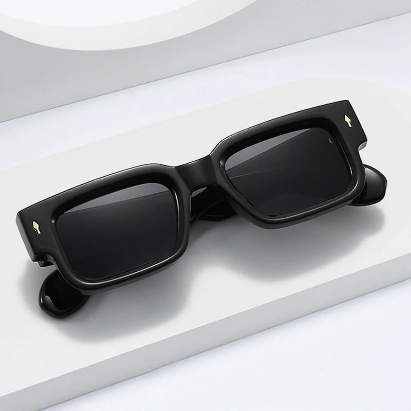 New Square Sunglasses Women Vintage Rivets Trending Clear