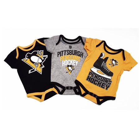 Pittsburgh Penguins Nhl Baby Hat Trick 3 Pc Creeper Set Nhl