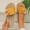 thumbnail image 4 of Dakaela Flower Flat Sandals for Women Comfortable Summer Beach Walking Slippers Arch Support Open Toe Casual Slip on Slides Yellow 8, 4 of 6