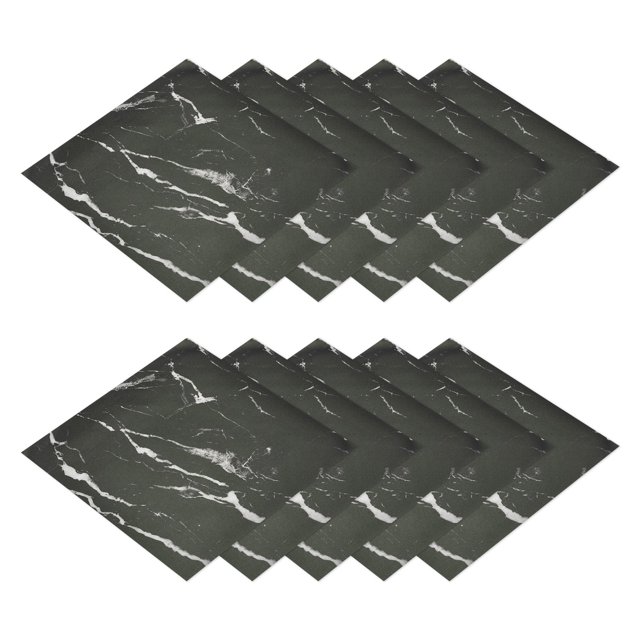 Pelar y Pegar Piso Pared Azulejos Pegatina, 10uds 12"x12" Impermeable Autoadhesivo Mármol Patrón Mate Escarchado Suelo Pegatinas Bricolaje para Cocina Dormitorios,Negro