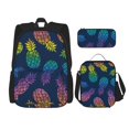 thumbnail image 1 of Bingfone Abstract Bright Pineapple Fruit Retro for Backpack Lunch Bag Pencil Case Set, Large Capacity School Backpack Combination Three-piece Set, Unisex, 1 of 7