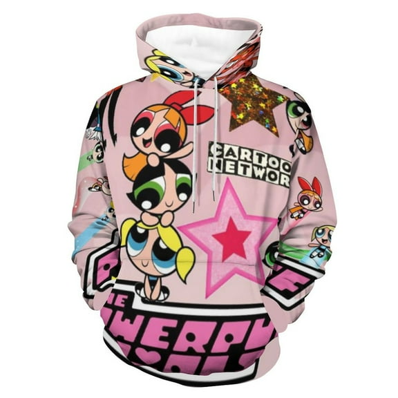 The Powerpuff Girls Unisex Adult Hoodie Casual Hooded Sweatshirt Pullover Novelty 3D Printed Sweater Jacket S