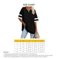thumbnail image 4 of Women's Half Sleeve T Shirt V Neck Striped Color Blocking Fashionable Loose Summer Shirt Tops for Office Work Birthday Black XL, 4 of 4