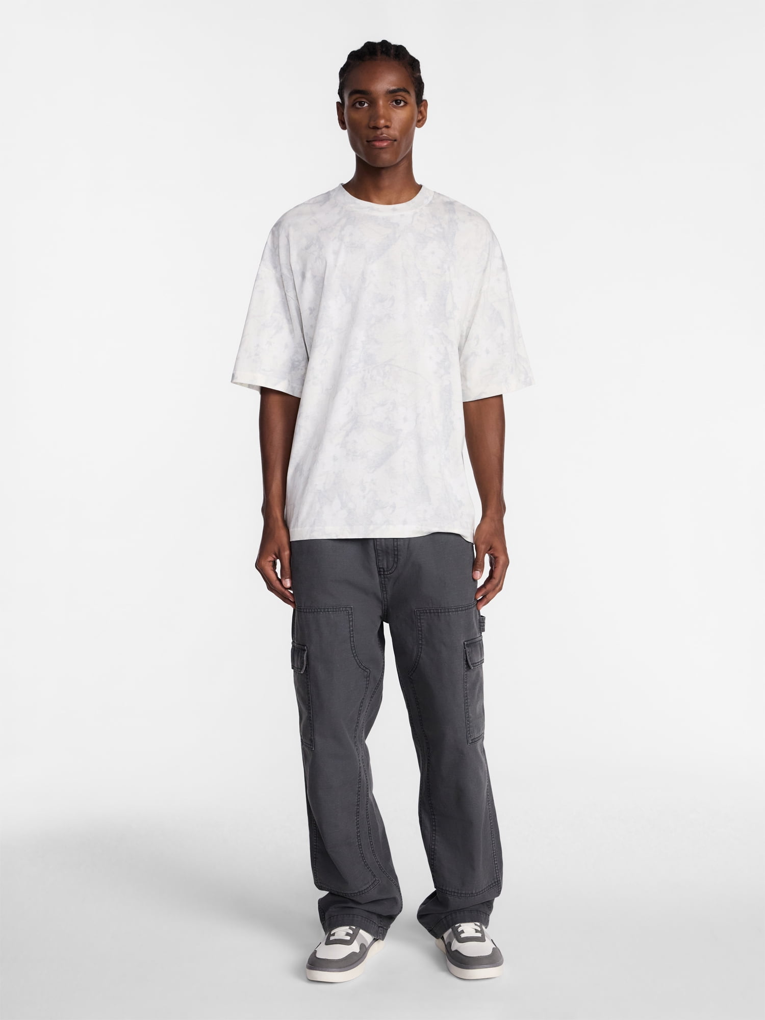 No Boundaries Men's Oversized Boxy Tee Shirt with Short Sleeves, XS-4XLT