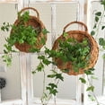 thumbnail image 2 of Handmade Wicker Wall Hanging Flower Basket - Rustic Rattan Planter with Plastic Liner for Indoor/Outdoor, 2 of 6