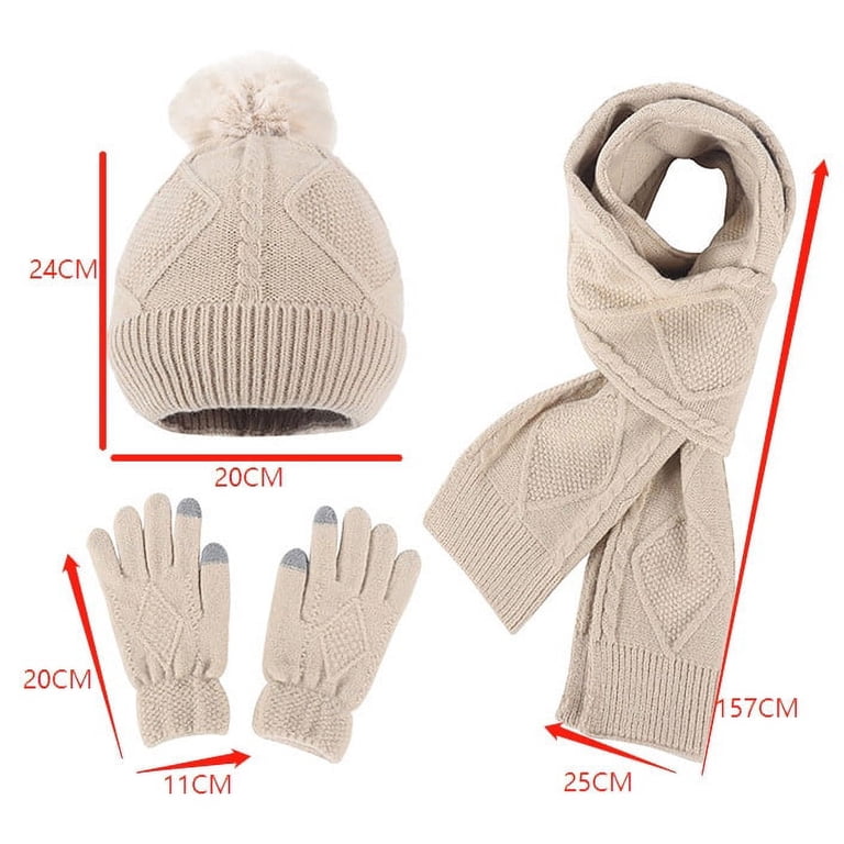 Knit  Hat Beanie + Long Scarf + Gloves Set Skull Caps Neck Scarves for Women Men Amazon.com: Womens Winter Knit Warm Hat Beanie+Long Scarf  main image 3