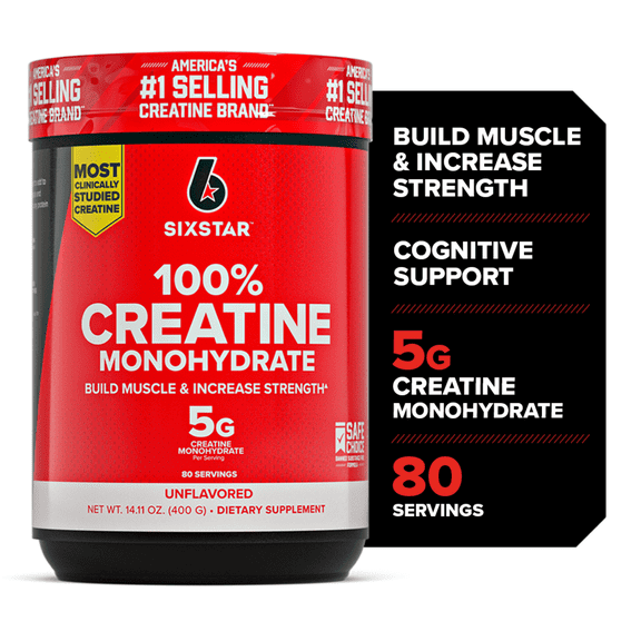 Six Star Pro Nutrition 100% Creatine Powder, Supports Muscles, Unflavored, 10.58 oz, 80 Servings