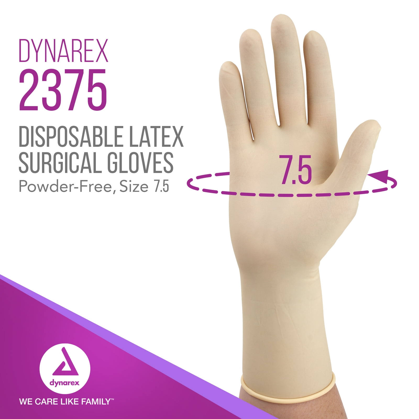 Dynarex Sterile Disposable Latex Surgical Gloves, Powder-Free, Sterilely Packaged in Pairs, Healthcare, Veterinary Clinic, and Cleaning Use, Bisque Color, Size 7.5, 1 Case of 200 Pairs of Gloves