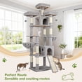 thumbnail image 6 of Globlazer 83'' Multi-Level Large Cat Tree Tower for Indoor Cats with Sisal Scratching Post, Hammock & 2 Condos,Light Gray, 6 of 8