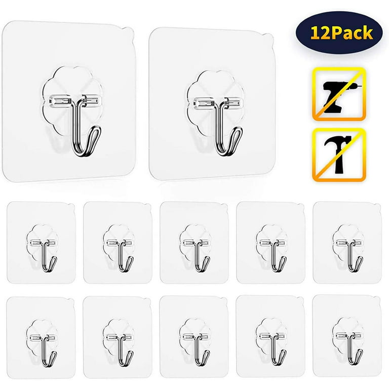 10 Pack, Wall Hooks, Heavy Duty Self-Adhesive Hooks for Hanging