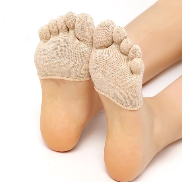 Women Invisible Yoga Sport Non Slip Toe Socks Half Grip Heel Five Finger Socks