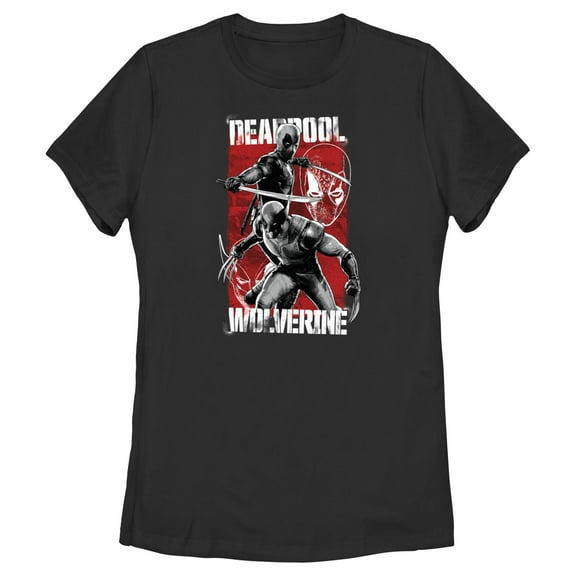 Women's Marvel: Deadpool & Wolverine Grayscale Poses Graphic T-Shirt