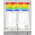 thumbnail image 2 of Rainbow Linen Curtain Valance for Bedroom/Bathroom/Kitchen/Office/Living/Dining Room Window,Watercolor Gradient Heart Geometric Stripes Pocket Topper Drapes Decorative Cafe Drapery Panel 42"x12", 2 of 6
