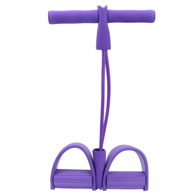 Pedal de 2 tubos, cuerda para tirar, extractor de piernas elástico, equipo de entrenamiento de Fitness Abdominal SitUp (púrpura)