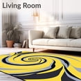 thumbnail image 2 of ODIKA 8'x10' Machine Washable Non-Slip Area Rug, Elegant Swirling Marble Vortex Abstract Artistic Contemporary High Traffic Rug, Yellow, 664464, 2 of 7