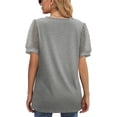 thumbnail image 4 of Camiseta Casual de Verano para Mujer Manga Corta de Malla Blusa de Ajuste Holgado Nituyy Gris,Camiseta aireada sencilla, 4 of 5
