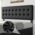 thumbnail image 5 of Bed Frame with 4 Storage Drawers and Adjustable Linen Headboard, Button Tufted Upholstered Platform Bed Frame with Wooden Slats Support, No Box Spring Needed, King, Black, 5 of 9