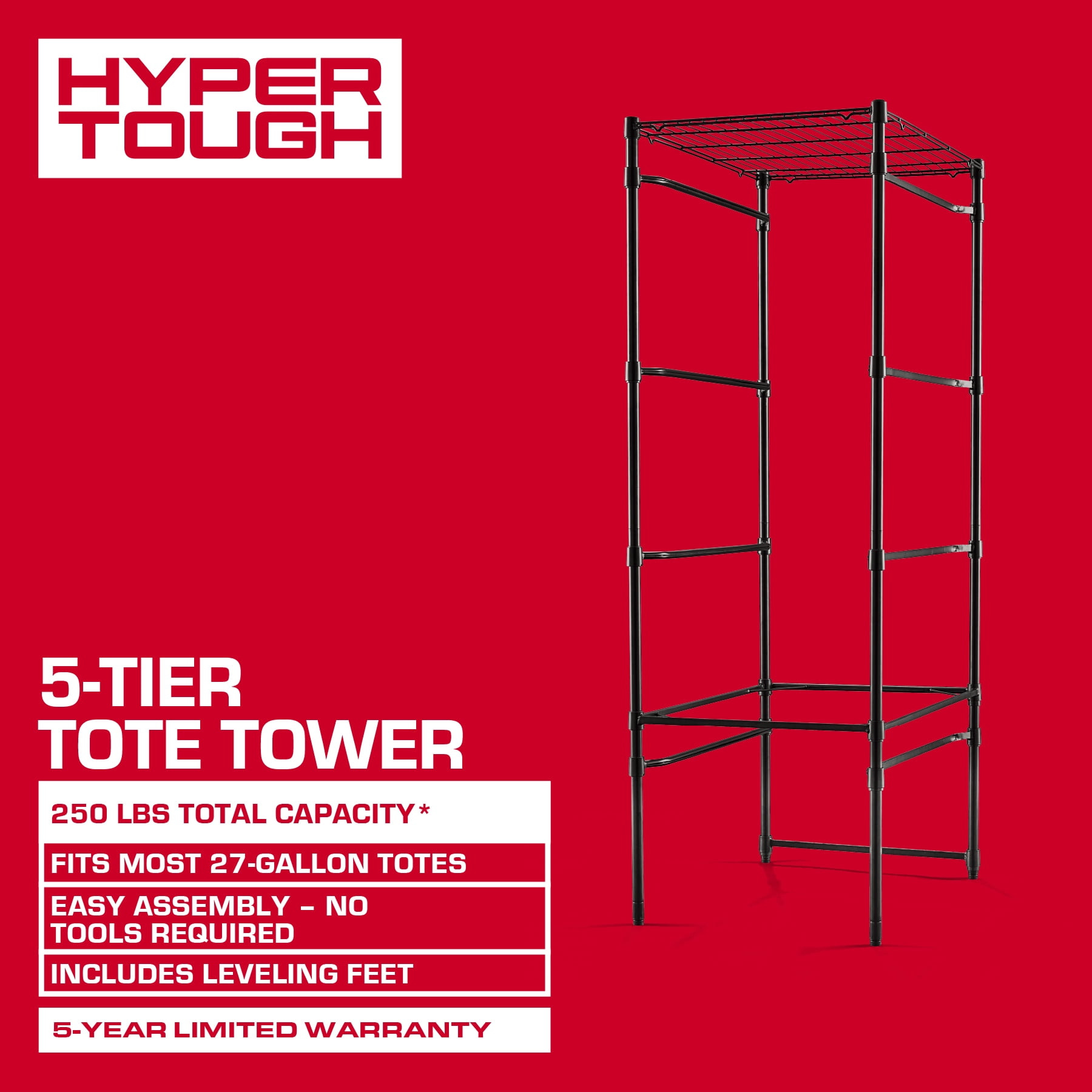 Hyper Tough 5-Tier Tote Tower, Black