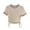 Beige, variant on Ashirexll Girls Shirts, Summer Top, Summer Children's Fashion and Versatile Solid Color Short Sleeve Tops with Waist Drawstrings for Girls