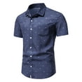 thumbnail image 2 of Penkiiy Men's Standard-Fit Short Sleeve Shirt Button Down Casual Summer Dress Shirts with Pocket Blue Clearance, 2 of 9
