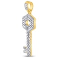 thumbnail image 2 of 10kt Yellow Gold Mens Round Diamond Key Charm Pendant 5/8 Cttw, 2 of 2