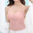thumbnail image 4 of Womens Camisole Tank Tops qinhaie Women's Lace Camisole with Padded Bra, Adjustable Spaghetti Straps V Neck Crop Top, Soft Breathable Bra Pink Camisoles & Tanks, 4 of 8