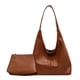 thumbnail image 1 of Bolso De Hombro De Cuero Conjunto de bolso y bolso de hombro para mujer, 2 uds., bolso de compras suave a la moda (marrón claro), 1 of 9