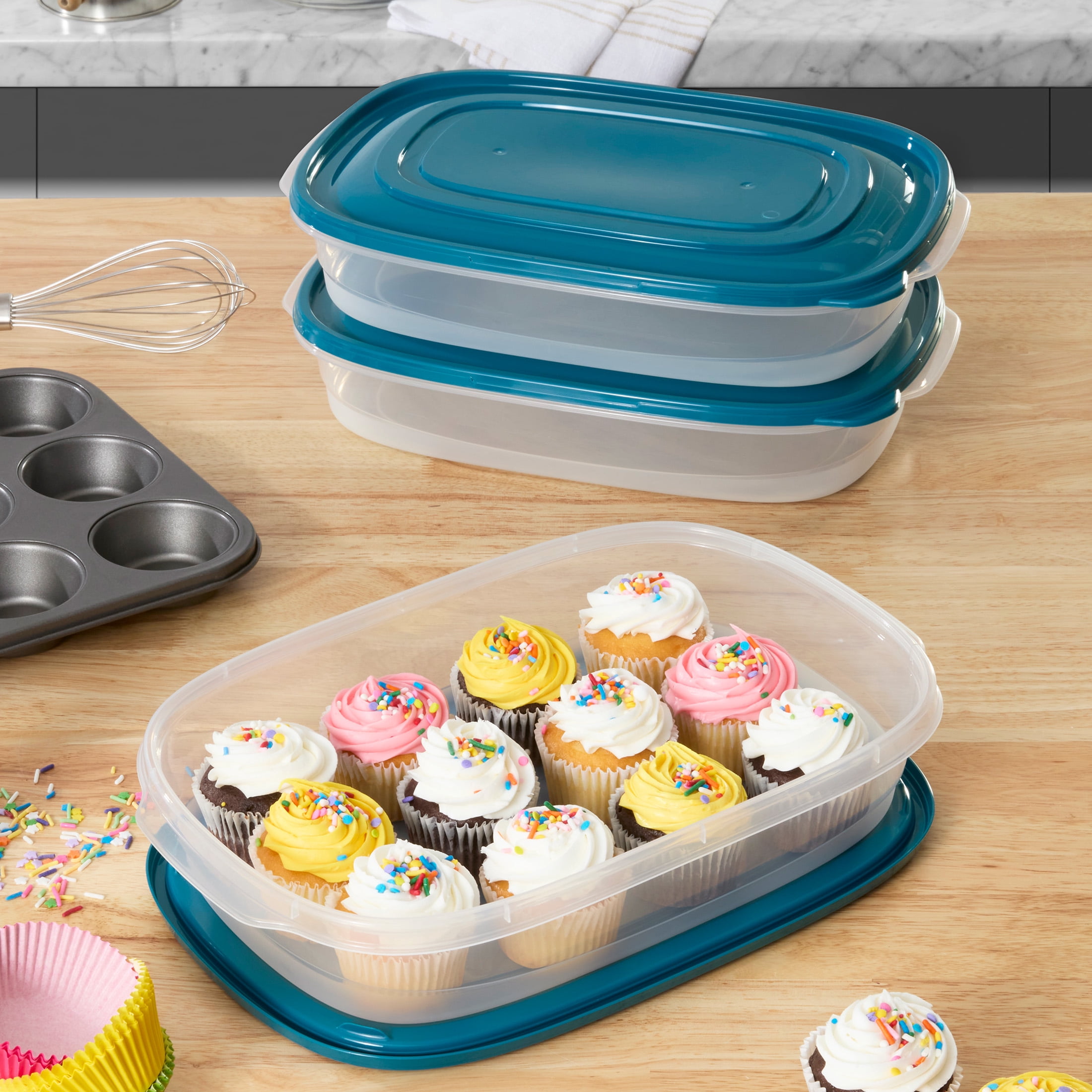 (6 pack) Mainstays Semi Durable Rectanglar 1 Gallon Plastic Food Storage Container 3 Pack, Designed to Help with Pantry Storage, Everyday Organization, and Party Food Transportion