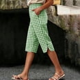 thumbnail image 2 of HBGVBA Women Casual Plaid Capris with Pockets,Plaid 5 Length Shorts with Practical Side Pockets All Season Wear, 2 of 5