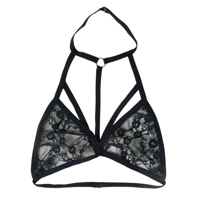 Gibobby Sujetador de encaje floral para mujer Deep V Sexy Bralette Lencería Brasieres anchos de espalda(Negro,G)