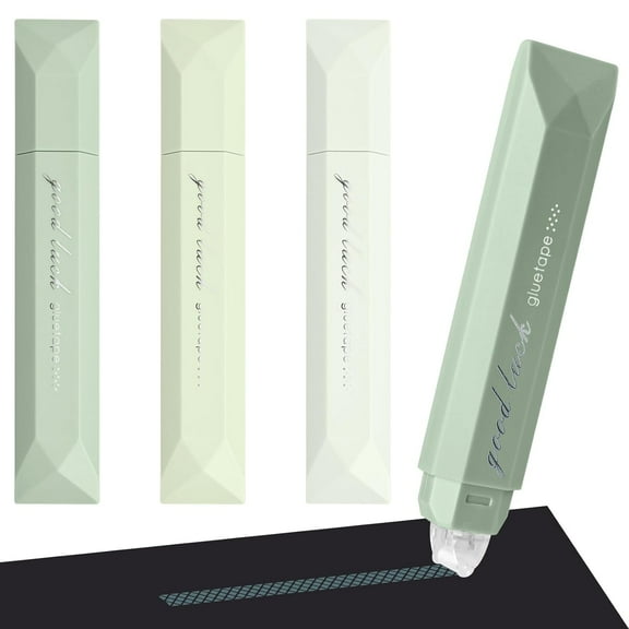 Double Sided Tape Pens, 4-Pack Adhesive Tape Roller 6mm x 196 Inch, Glue Dispenser Runner for Scrapbooking Craft Supplies Office School