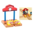 thumbnail image 6 of Wooden Train Set for Toddler Station Platform, Crossroad Raised Bridge And Gas Wood Toy Train for 3,4,5 Year Old Boys And Girls, 6 of 9