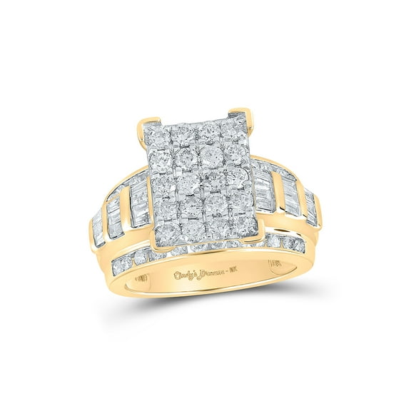 10kt Yellow Gold Round Diamond Cluster Bridal Wedding Engagement Ring 2 Cttw