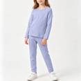 thumbnail image 5 of Agkizg Toddler Girls Clothing Set Solid 2 Piece Outfit Long Sleeve Tee Straight Leg Pants Casual Set, 5 of 6