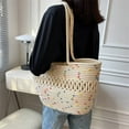 thumbnail image 5 of CoCopeaunt Fashion Straw Shoulder Bag for Women Vintage Lace Large Lightweight Totes Hobo Bag Satchel Beach Travel Shop, 5 of 6