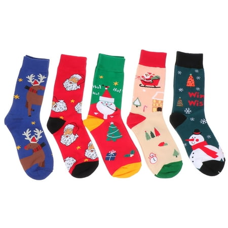 

5 Pairs of Christmas Elements Design Autumn Winter Christmas Socks for Xmas