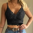 thumbnail image 2 of WREESH Womens Lace Corset Tops Bralette Vest Crop Wireless Bra Lingerie V-Neck Lace Underwear Camisole Black, 2 of 7