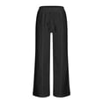 thumbnail image 3 of Buigttklop Pants for Women 2024 Plus Size Women Loose Casual Comfortable Solid Color Straight Leg Wide Leg Pants Elastic Waist Solid Comfy Jogging Jogger Pants with Pockets, 3 of 5