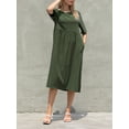 thumbnail image 6 of Women Empire Waist Midi Sundress Summer Casual Boho Beach Dresses Crew Neck Half Sleeve Long Dress with Pockets, 6 of 9